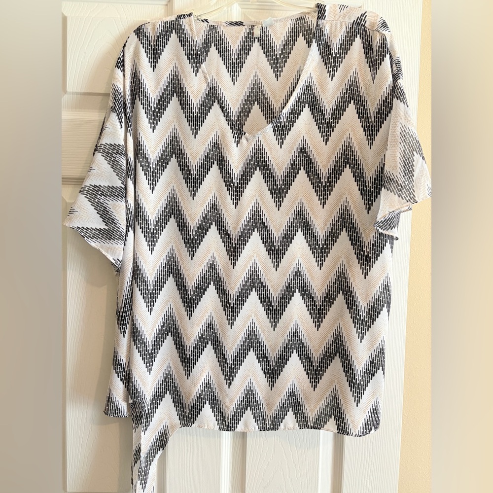 Cato Black and White Zigzag Short Sleeve Top - Picture 1 of 1